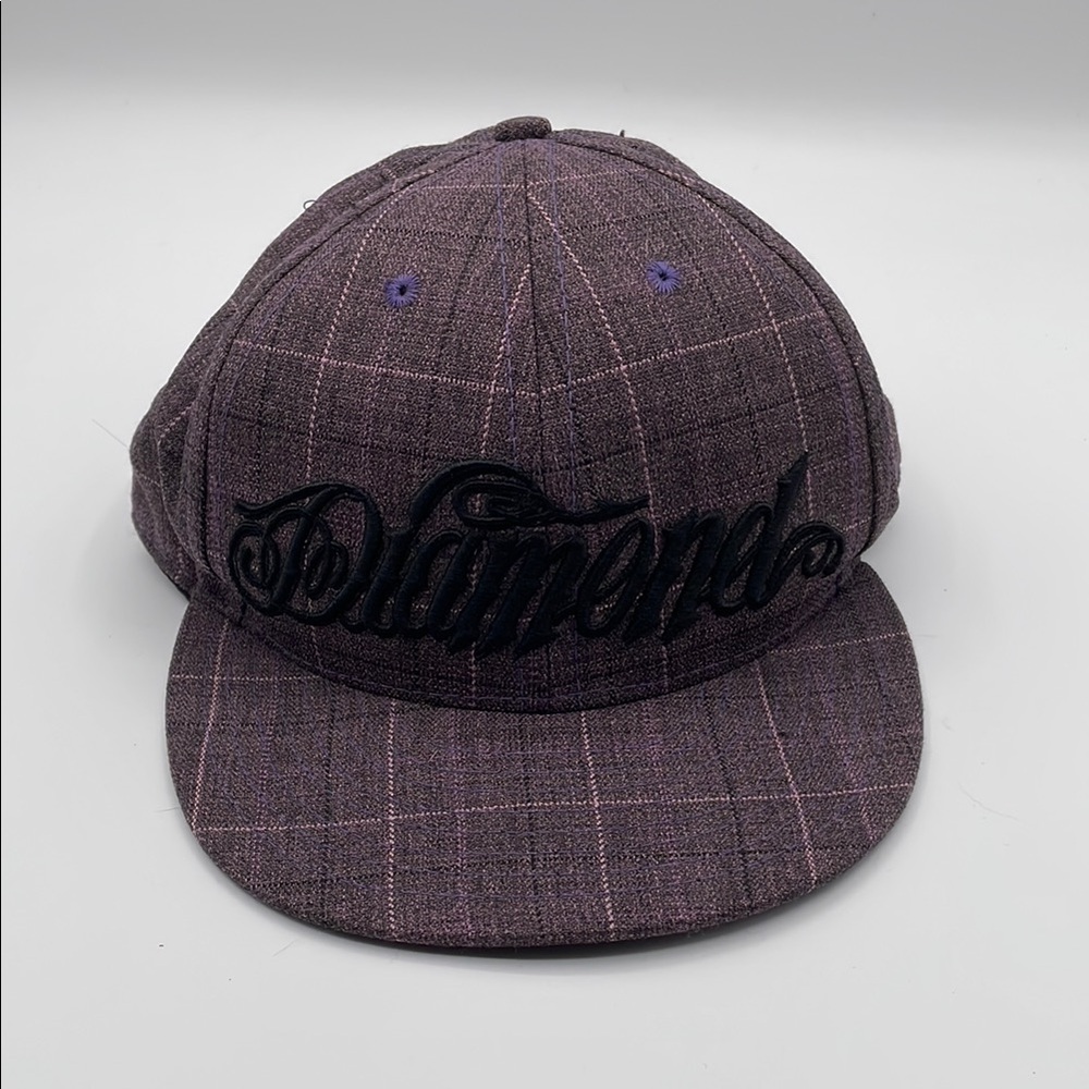 Diamond Supply Co. Purple Plaid Cap 7 1/4  Estate Los Angeles Flat Brim Hat